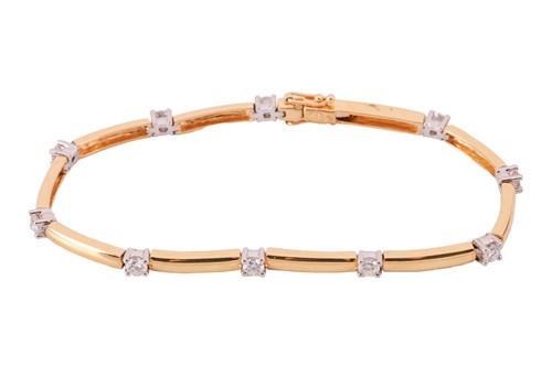 Lot 72 - A diamond-set link bracelet in 18ct gold,...