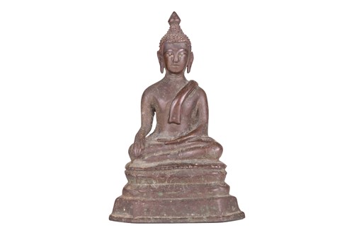 Lot A bronze seated Thai Buddha, probably 18th...