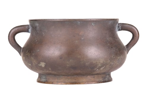 Lot A small Chinese circular bronze censer of...