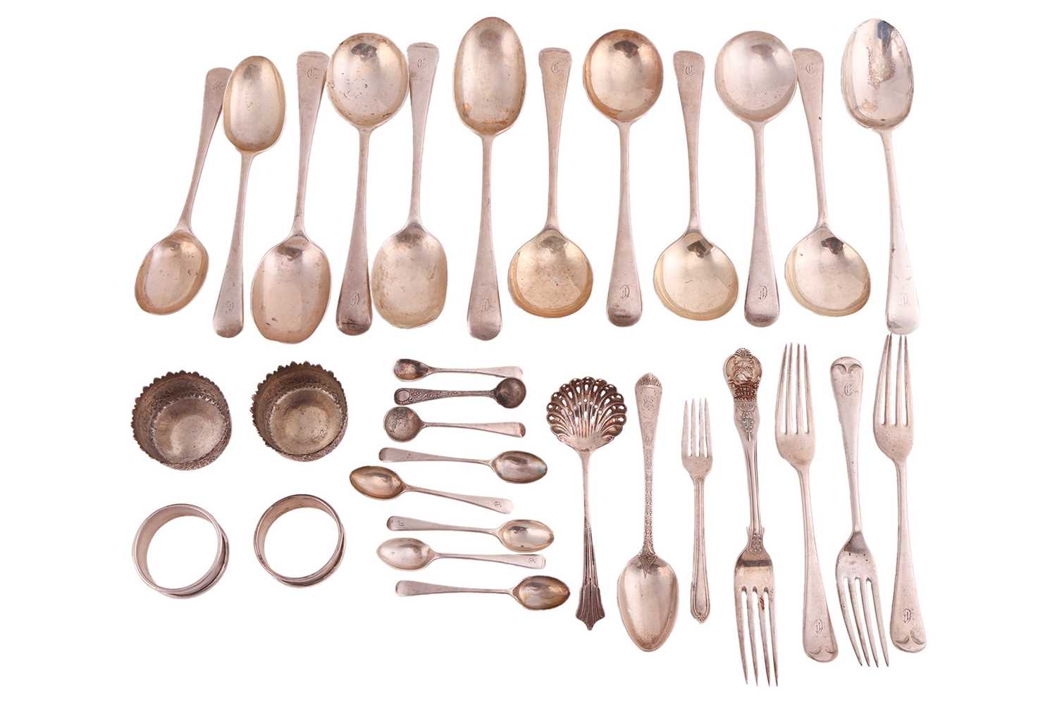 Lot 113 - A group lot of silver, comprising two dessert...