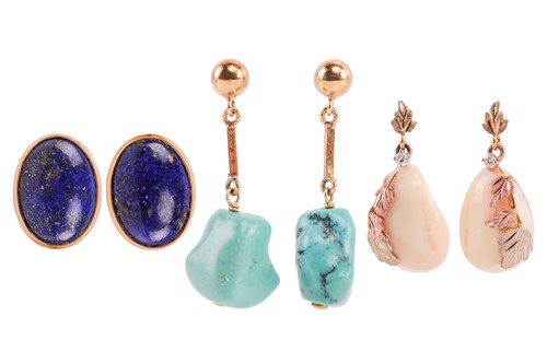 Lot 58 - Three pairs of gem-set earrings Comprising of...