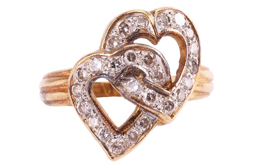 Lot 30 - A diamond-set heart ring, featuring two...