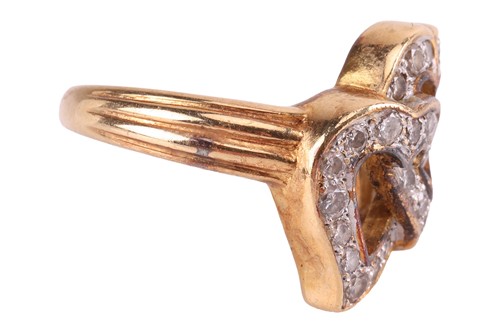 Lot 30 - A diamond-set heart ring, featuring two...