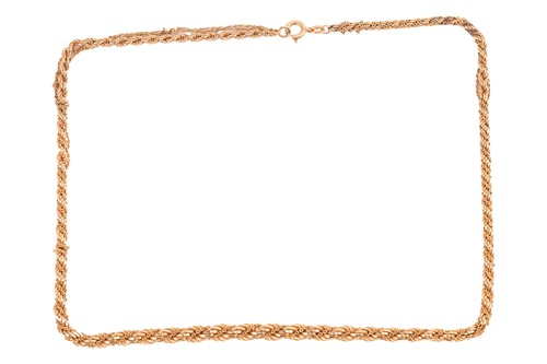 Lot 102 - A graduated twisted rope link necklace,...