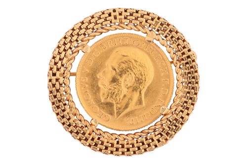 Lot 105 - A George V full sovereign mounted as a brooch,...