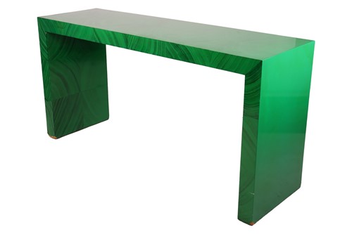 Lot 201 - A faux-figured malachite-painted console table...