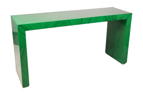 Lot 201 - A faux-figured malachite-painted console table...