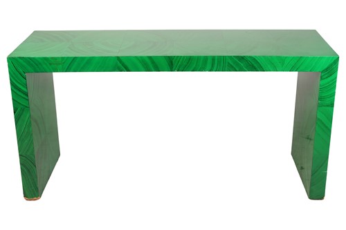 Lot 201 - A faux-figured malachite-painted console table...
