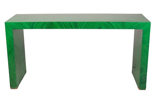 Lot 202 - A faux-figured malachite-painted console table...