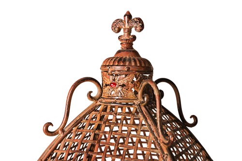 Lot 233 - A French decorative painted iron strapwork...