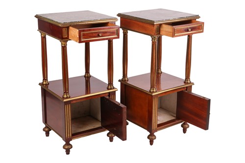 Lot 273 - A pair of Napoleon III marble-topped mahogany...