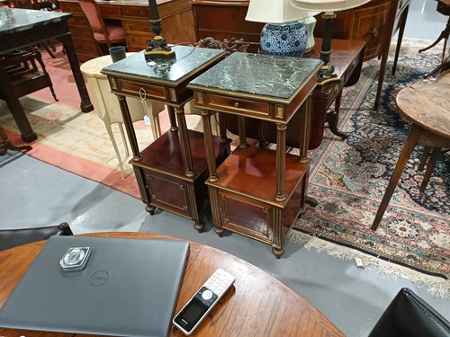 Lot 273 - A pair of Napoleon III marble-topped mahogany...