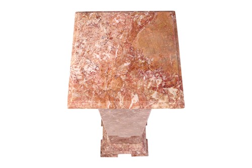 Lot 215 - A variegated rouge marble pedestal of square...