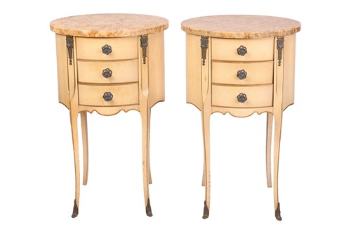 Lot 250 - A pair of marble-topped Louis XVI style...