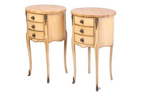 Lot 250 - A pair of marble-topped Louis XVI style...