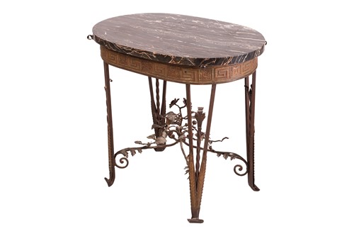 Lot 281 - A French oval marble-topped low table with a...