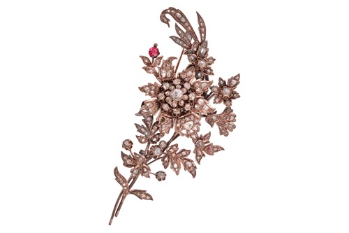 Lot A late Ottoman floral spray brooch, composed...