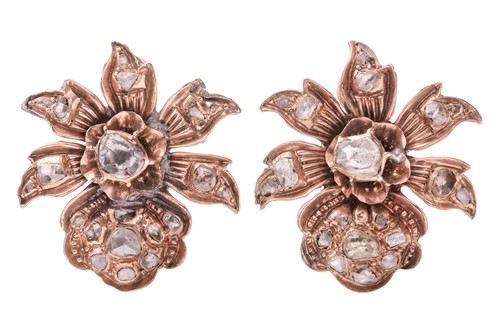 Lot A pair of Ottoman diamond clip-on earrings,...