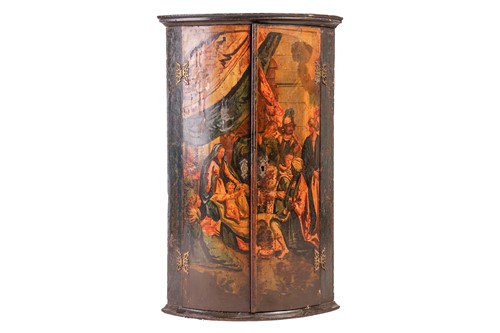 Lot A 19th century painted wood hanging corner...