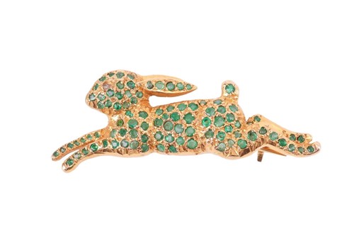 Lot 172 - A leaping hare brooch encrusted with...