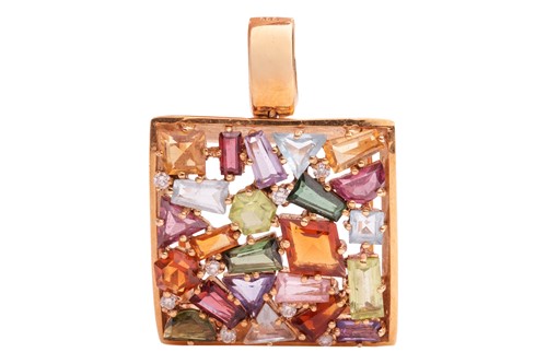 Lot 232 - A gem-set ring and matching pendant, of...