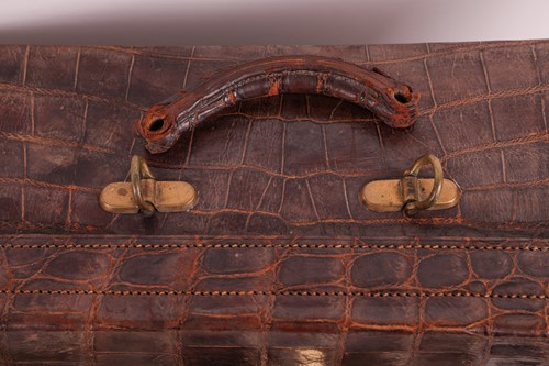 Lot 365 - A fitted crocodile case with silver gilt...