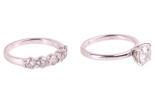 Lot 6 - Two laboratory grown diamond rings; A...