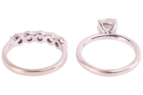 Lot 6 - Two laboratory grown diamond rings; A...