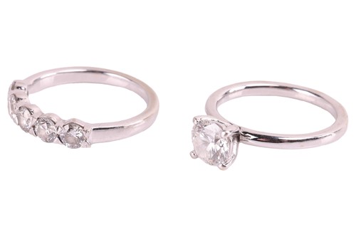 Lot 6 - Two laboratory grown diamond rings; A...