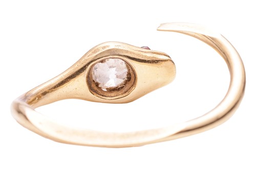 Lot 242 - A diamond-set snake ring, featuring an old-cut...