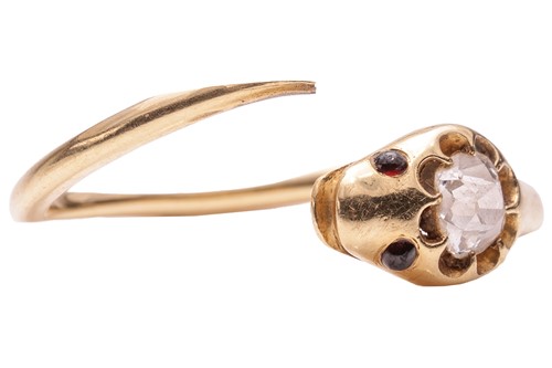 Lot 242 - A diamond-set snake ring, featuring an old-cut...