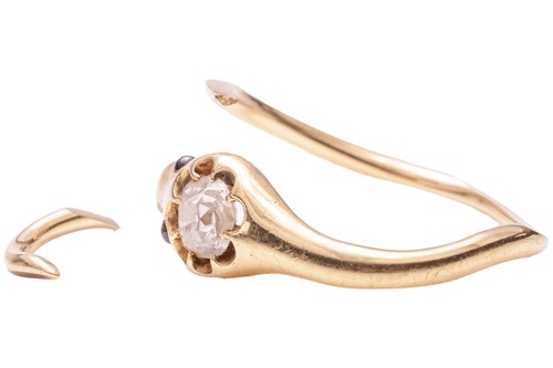 Lot 242 - A diamond-set snake ring, featuring an old-cut...