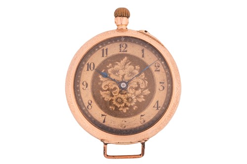 Lot 326 - An open faced pocket watch in 12ct gold,...