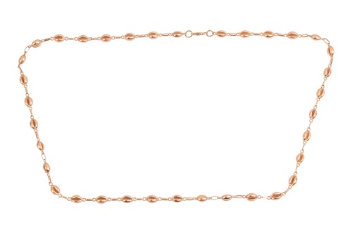 Lot 250 - A coffee bean link necklace, comprising a...