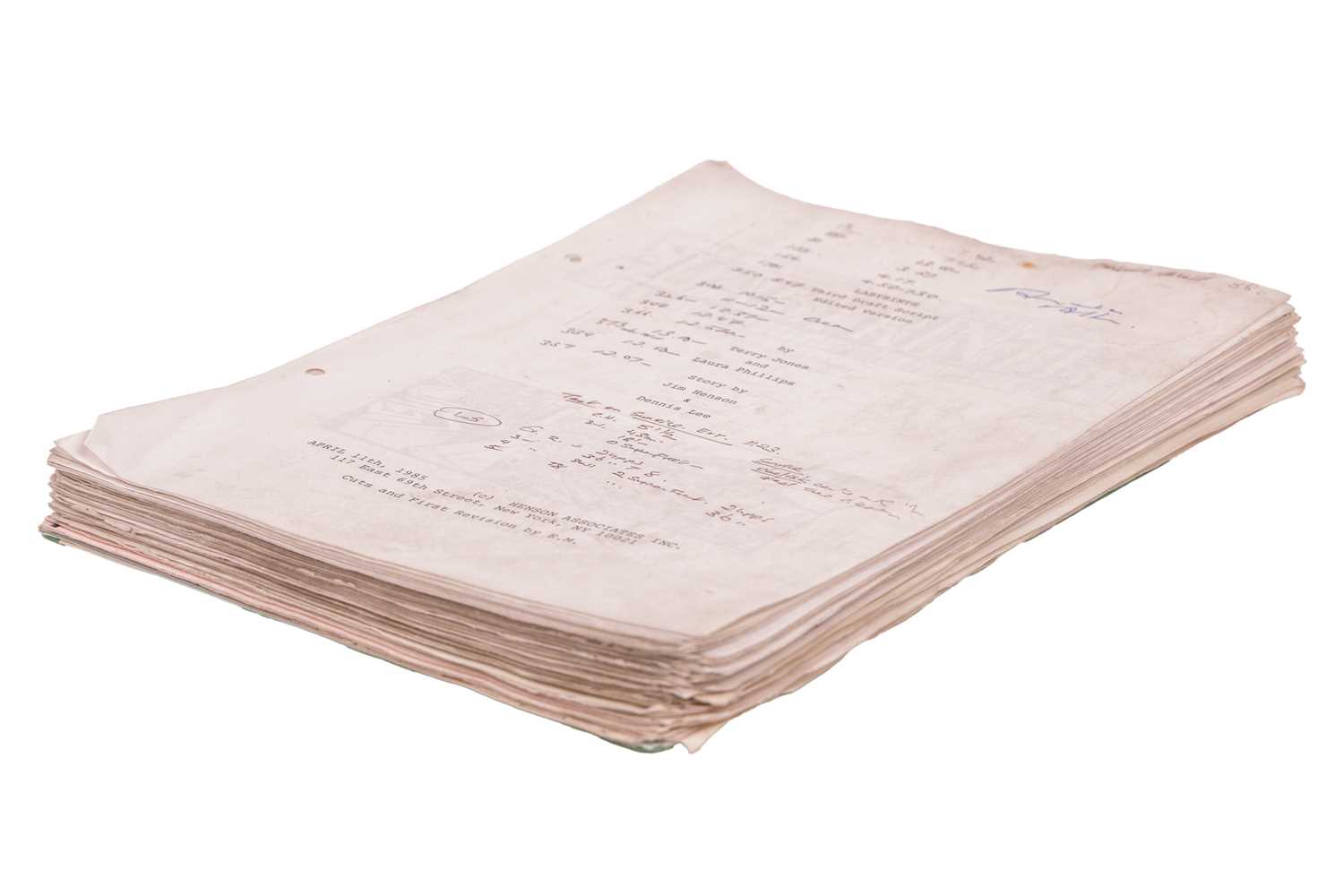 Lot 313 - Labyrinth (1986) Original Production Script