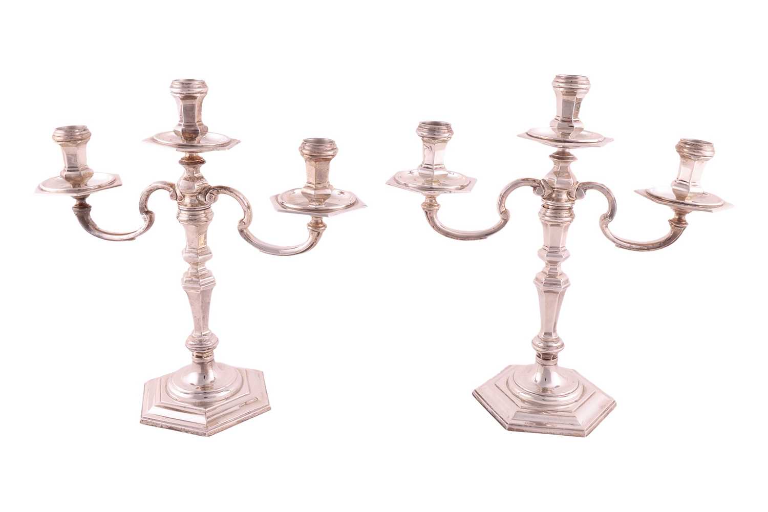 Lot 352 - A pair of early 18th century style three light...