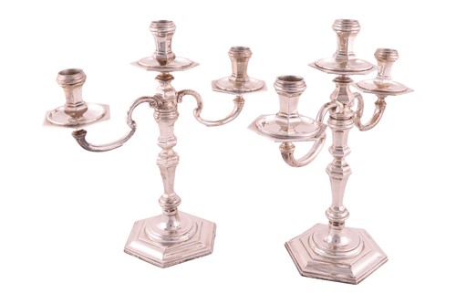 Lot 352 - A pair of early 18th century style three light...
