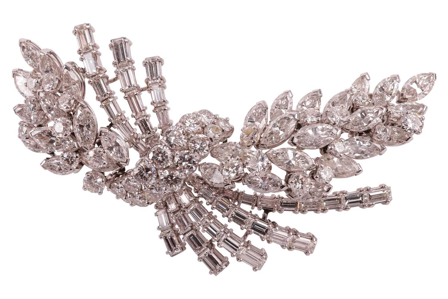 Lot 268 - A diamond spray brooch, circa 1960s, in the...