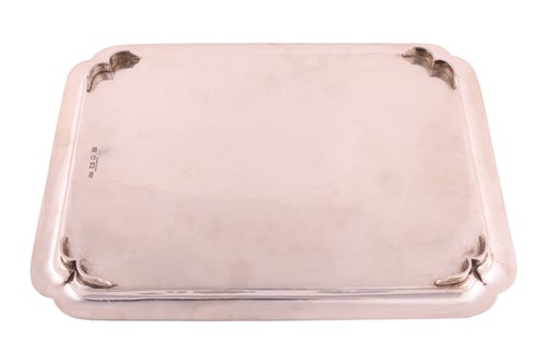 Lot 333 - A silver tray with glass liner, rectangular...