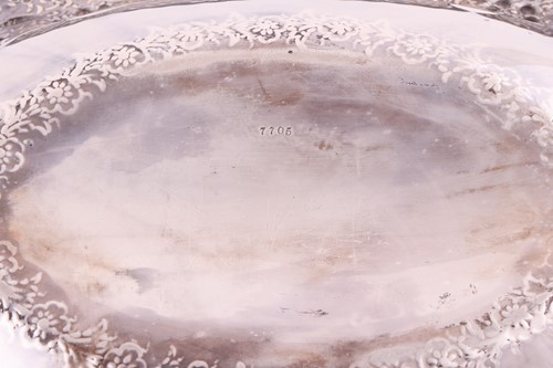 Lot 372 - A Victorian silver fruit bowl; oval with wide...