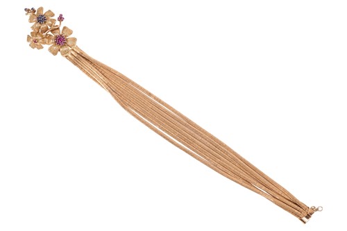 Lot 230 - A gem-set floral upper arm bracelet,...