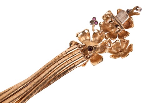 Lot 230 - A gem-set floral upper arm bracelet,...