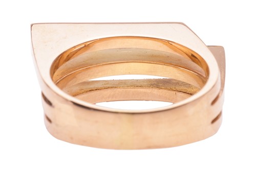 Lot 184 - An abstract dress ring of angular form, flat...
