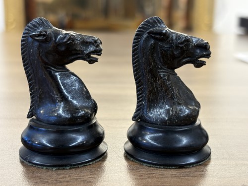 Lot 215 - A Staunton pattern boxwood and ebony chess set,...