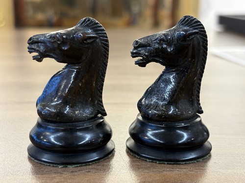 Lot 215 - A Staunton pattern boxwood and ebony chess set,...