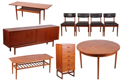 Lot 113 - A composite suite of mid-century teak and teak...