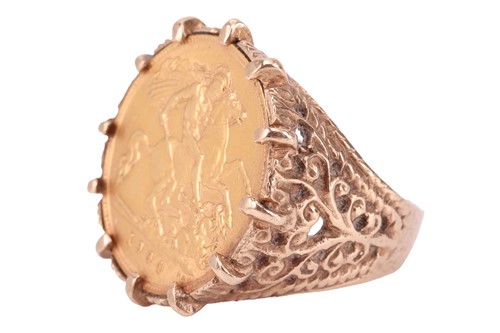 Lot 186 - A ring mounted with an Edward VII 1904 half...
