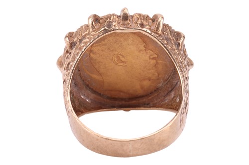 Lot 186 - A ring mounted with an Edward VII 1904 half...