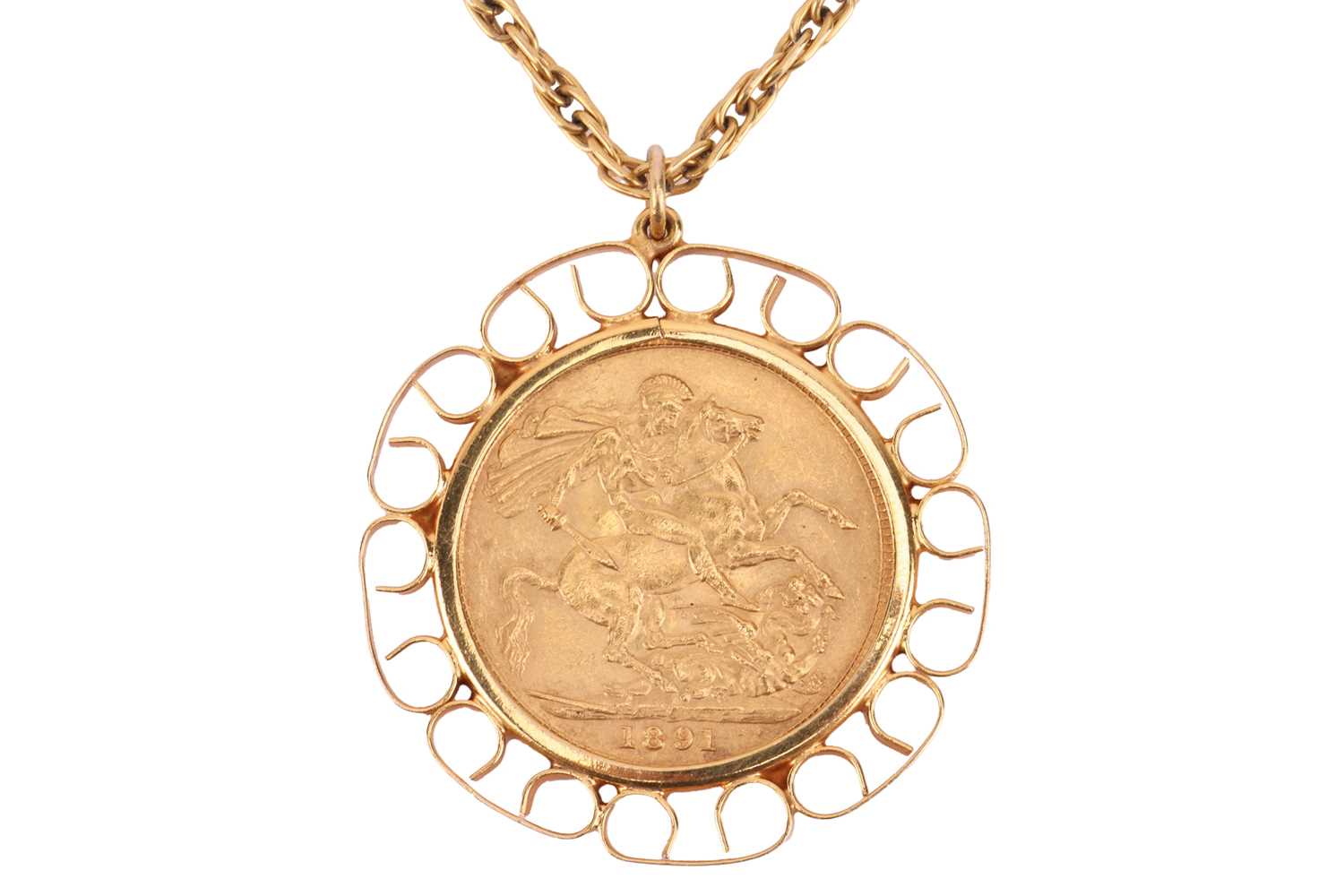 Lot 136 - A Queen Victoria full sovereign pendant on...