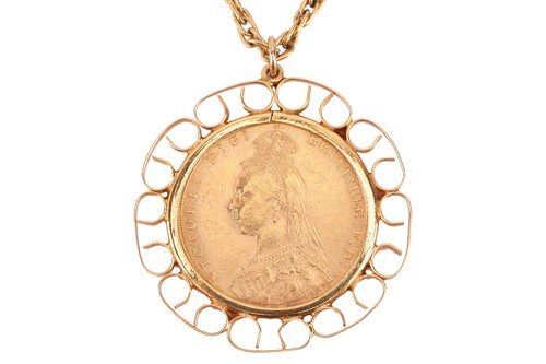 Lot 136 - A Queen Victoria full sovereign pendant on...